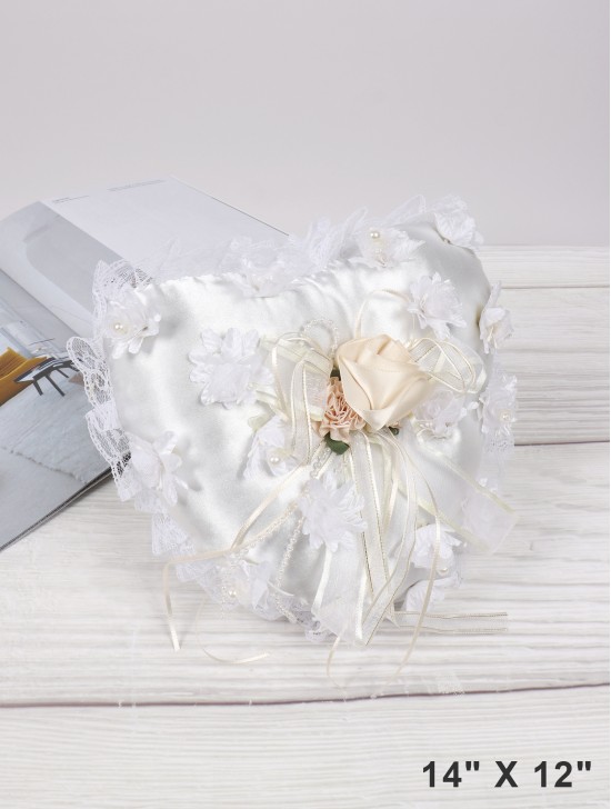 Heart Shaped Design Wedding Cushion Cover & Filler